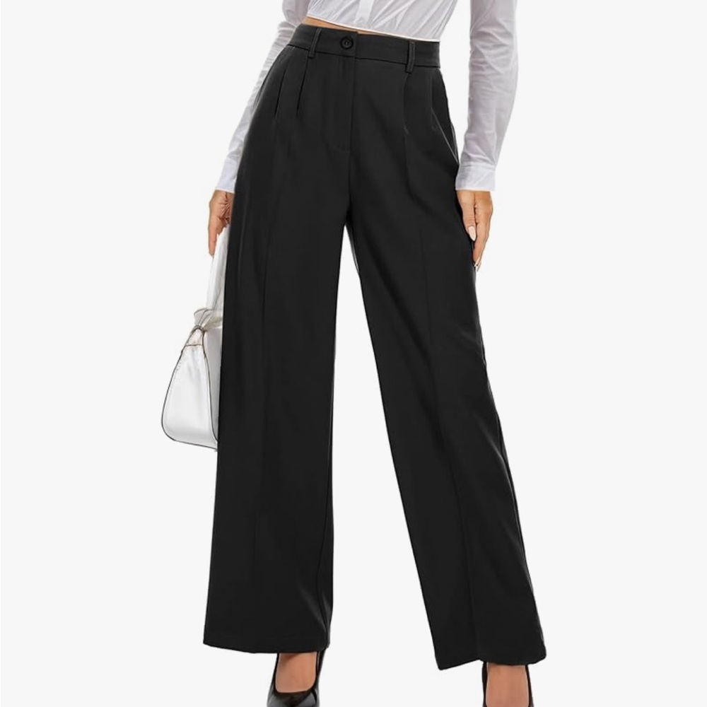 black work business casual wide leg pants